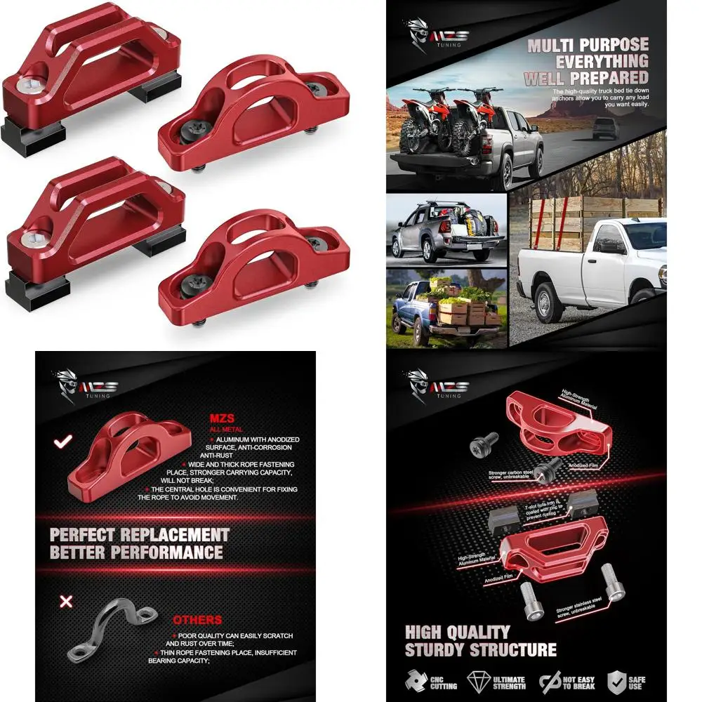 

MZS Tie Down Cleats and Truck Bed Anchor Kit, Tie Down Anchors T Slot Nuts Rope Hooks Compatible with Tacoma Tundra, Replace PT2