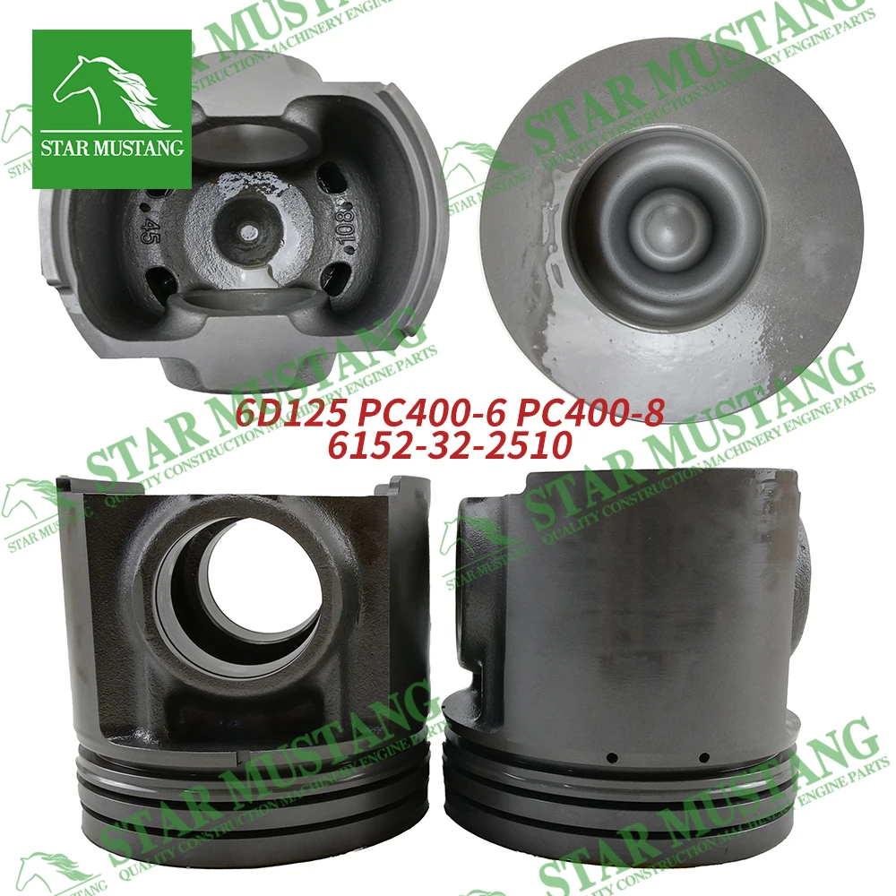 6D125 PC400-6 PC400-8 Piston 63mm Combustion Chamber 6152-32-2510 For Komatsu Diesel Engine Parts