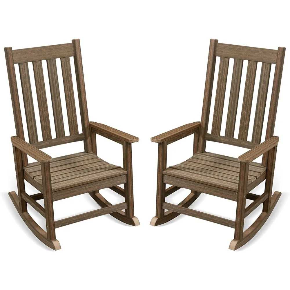 

Outdoor Rocking Chair Set of 2, HDPE Oversized Patio Rocking Chairs, Weather Resistant, 350lbs Heavy Duty Porch Rocker with High