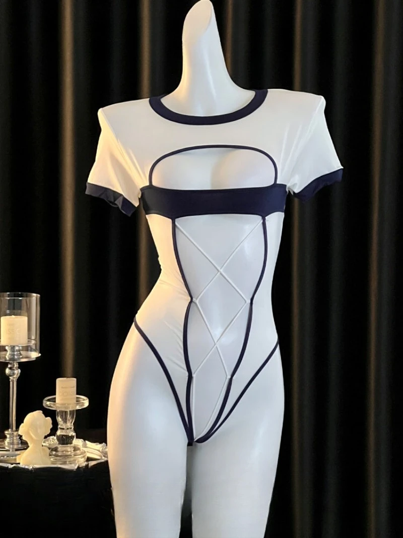 

Sexy Big Size Hollowed-Out One-Piece Uniform,Figure-Show Date Outfit,Fun and Seductive Mood for Couples,Romantic Date Wear,Pure