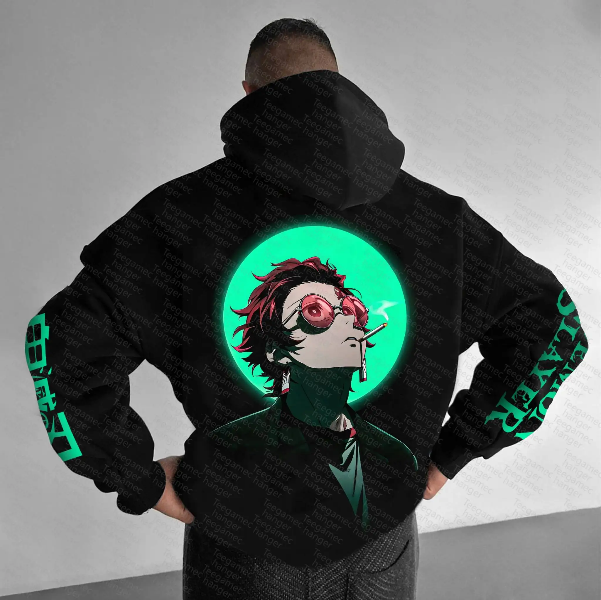 Demon Slayer Demon Slayer: Kimetsu no Yaiba Rengoku Kyojuro Back Hoodie Set Flame Patroon Green Circle Back Print Child Spy King Tfit