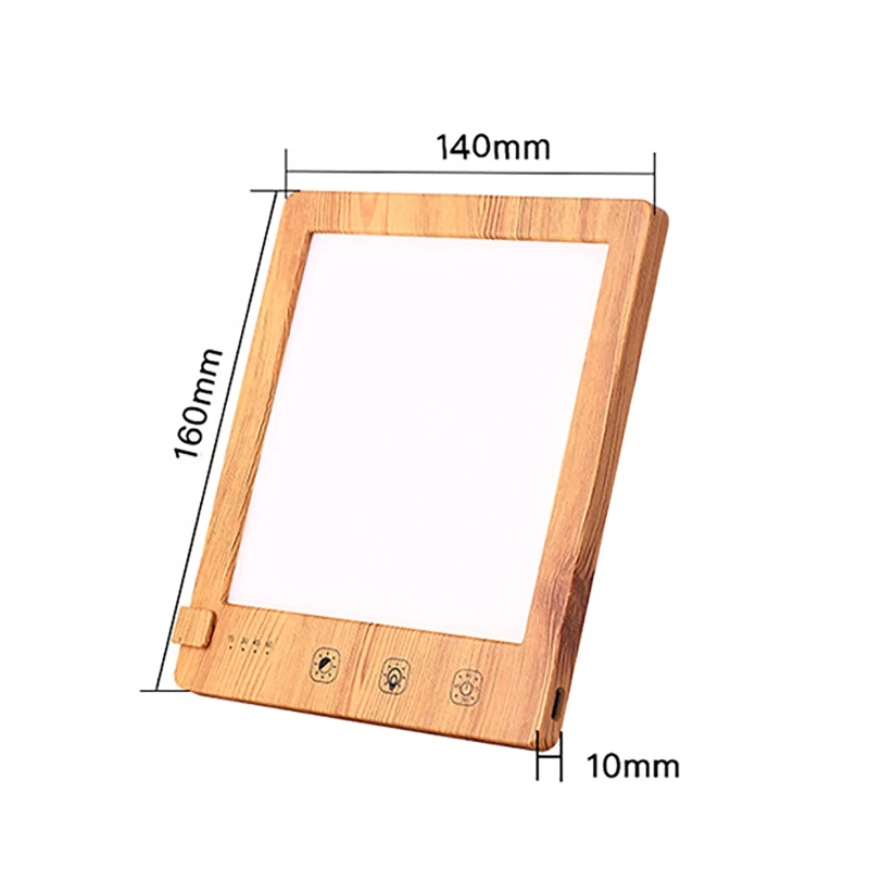 LED Light Therapy Lamp Bionic Solar Panel Light Temperature Adjust Intelligent Emotional Physiotherapy Night Light Wood Grain