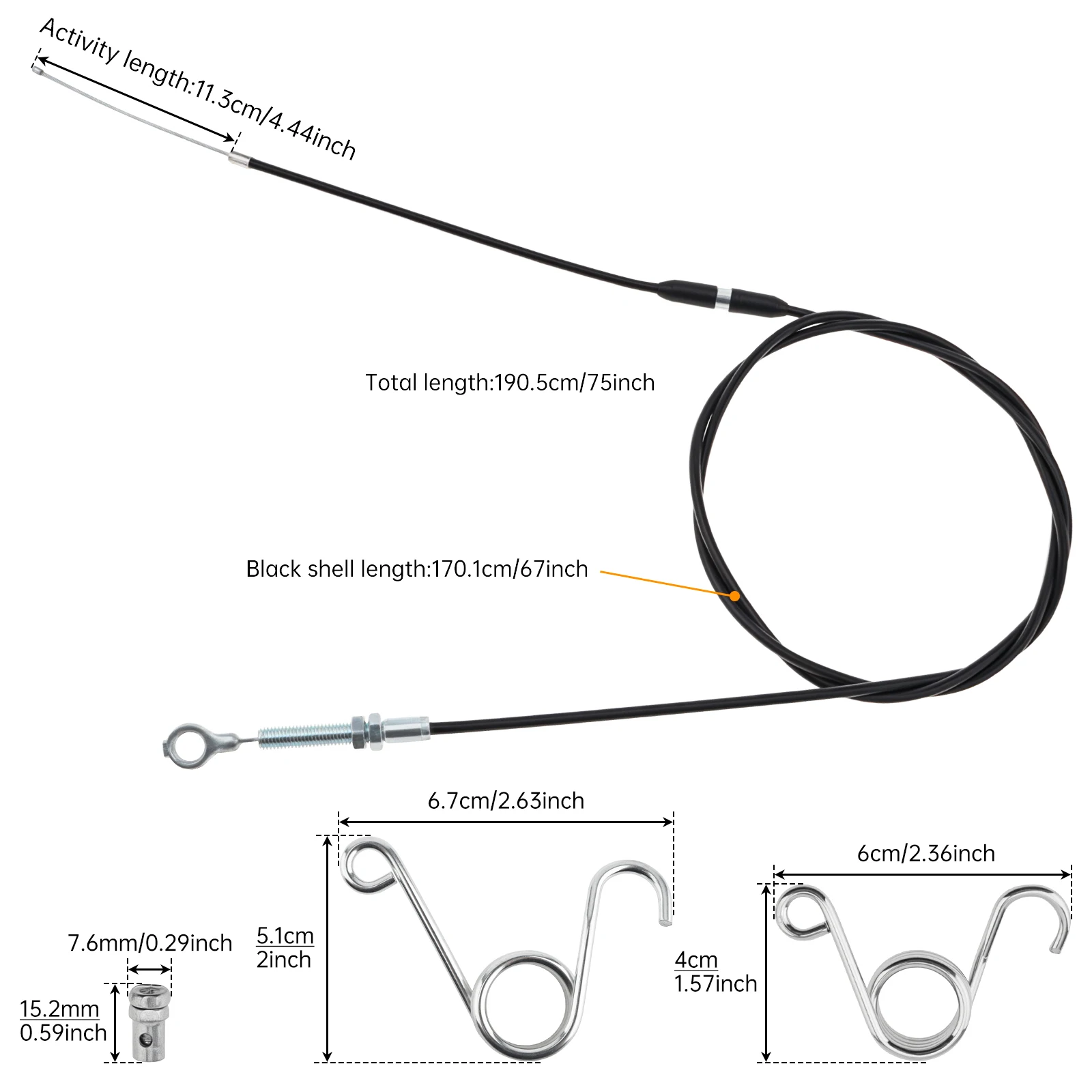 Universal 190cm Motorcycle Throttle Cable for 90cc 110cc 125cc 150cc 200cc 250cc Go Kart Mini Pit Dirt Bike Gas Scooter Buggy