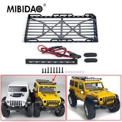 MIBIDAO Metal Roof Rack Luggage Carrier with LED Light for Axial SCX24 AXI00002 Jeep Wrangler 1/24 RC Crawler Cars Model Parts