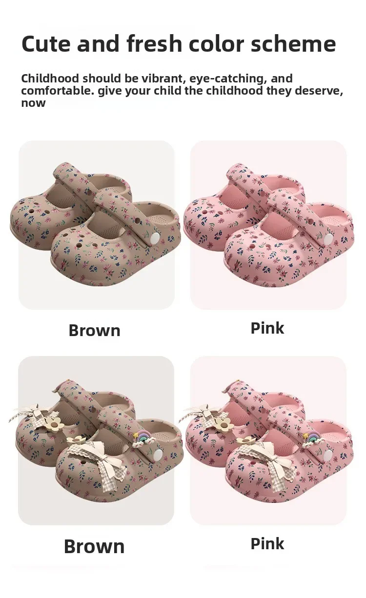 2026 Kinder Mädchen Einfarbige EVA-Clogs Kinder Prinzessinnen-Stil Schleifendekoration Slip-on Sandalen Riemen Rutschfeste Gartenschuhe – Detail 4