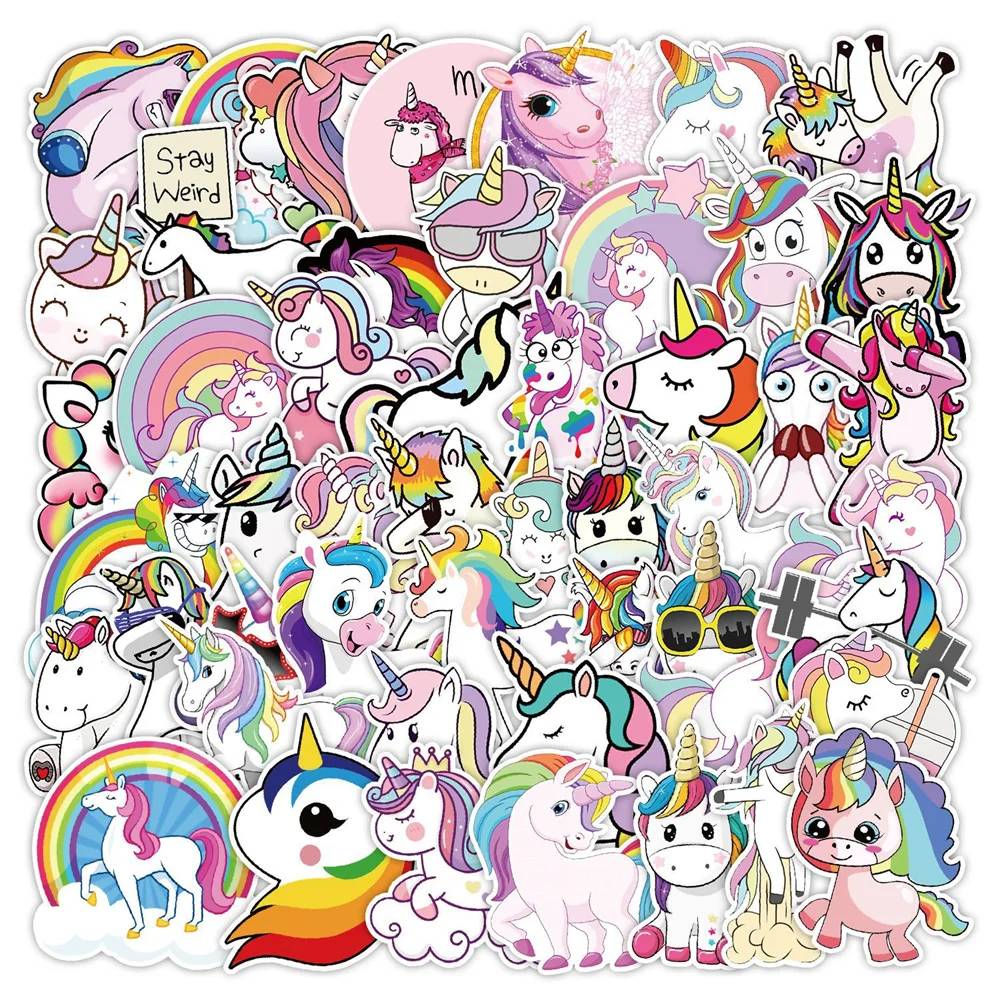 50 PCS Unicorn Graffiti Stickers Luggage Water Cup Computer Laptop Waterproof Stickers Handbook Stickers