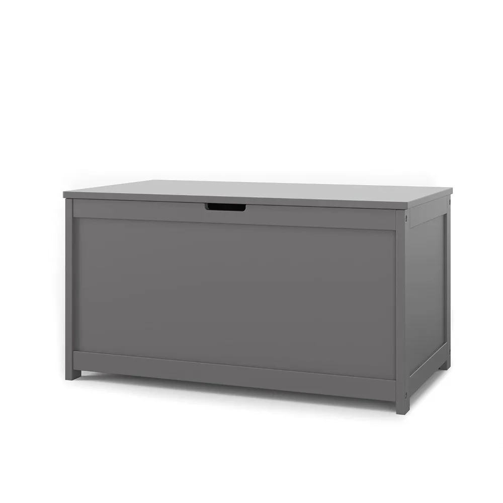 

Large Wood Toy Storage Chest with Safety Hinges and Ventilation, 6 Cubic Feet Cool Gray Organizer Box
