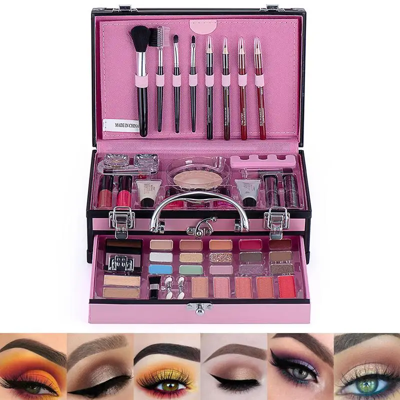 All InMakeup Set Professional Eyeshadow Palette With Brushes Lipstick Eye liner Mascara & More Best Makeup Palette Kit For Women