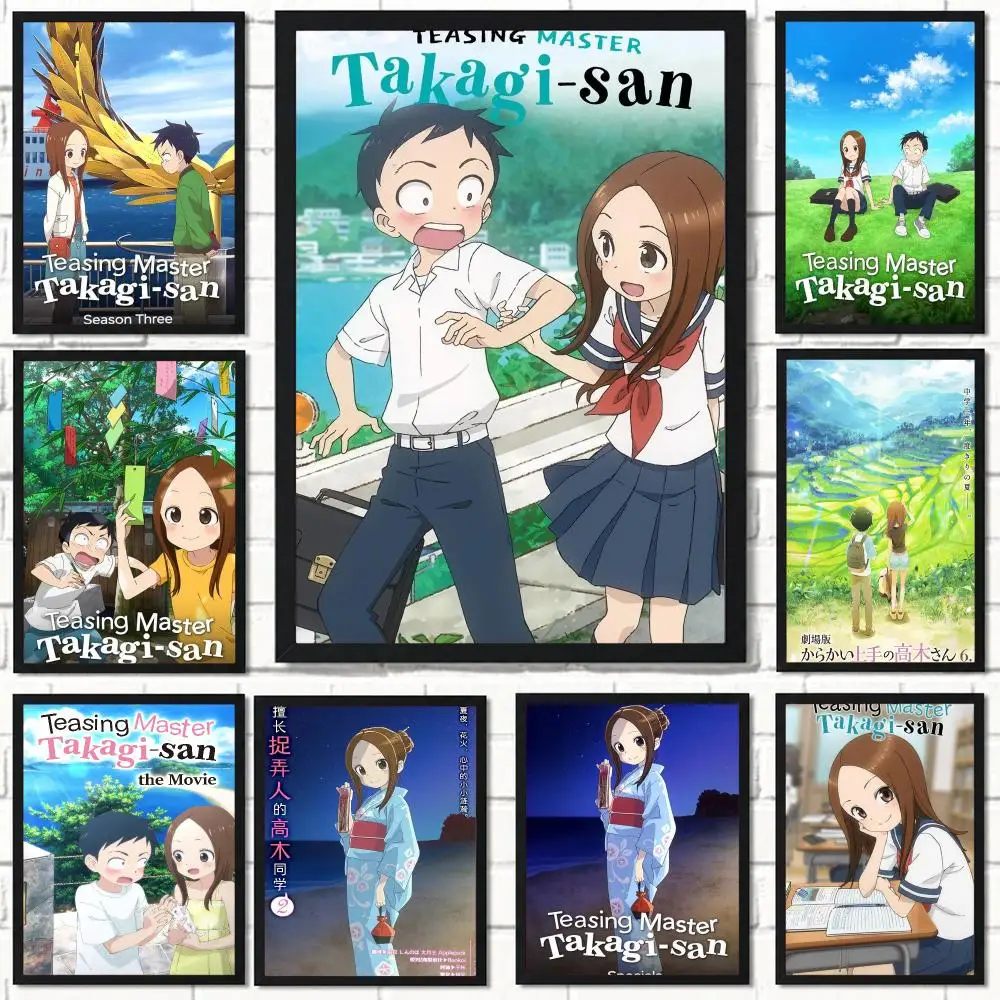 anime T-Teasing Master Takagi-san-N Poster Self Adhesive Wall Decor for Modern Home Cafe Office and Bar