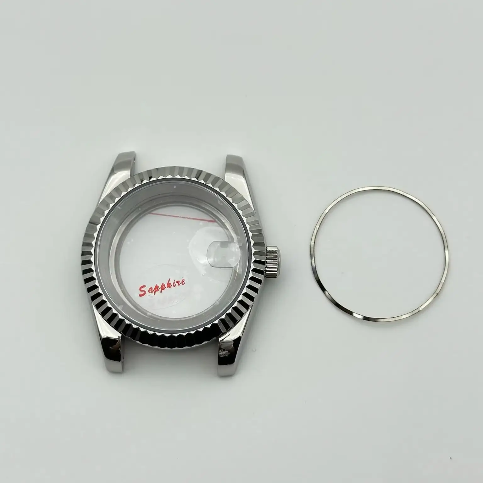 

36mm Mechanical Watch Case Kit - NH35/NH36/NH38 Compatible, Steel Fluted Bezel & Sapphire Glass