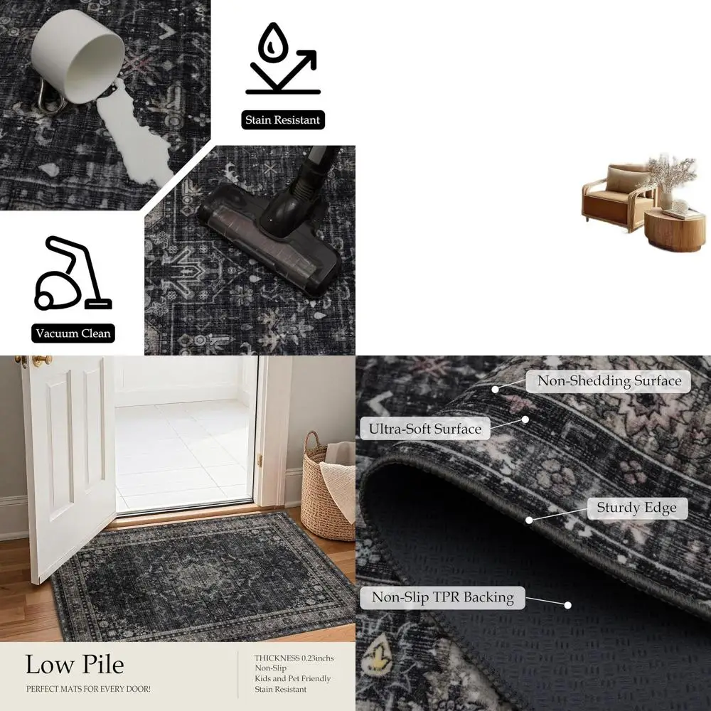 

Моющийся, нескользящий, водонепроницаемый коврик размером 5 x 7 футов для гостиной, спальни или столовой — плюшевый, мягкий, легко чистящийся, декоративный