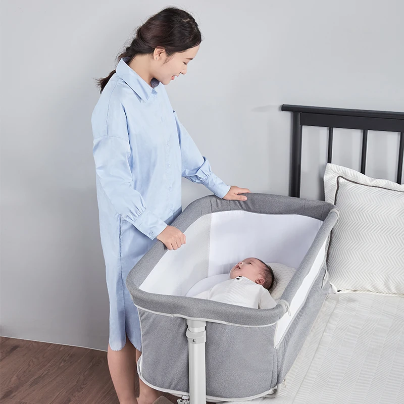 

European USA standard easy to assemble quick 9 height adjustment baby bedside crib bedside sleeper