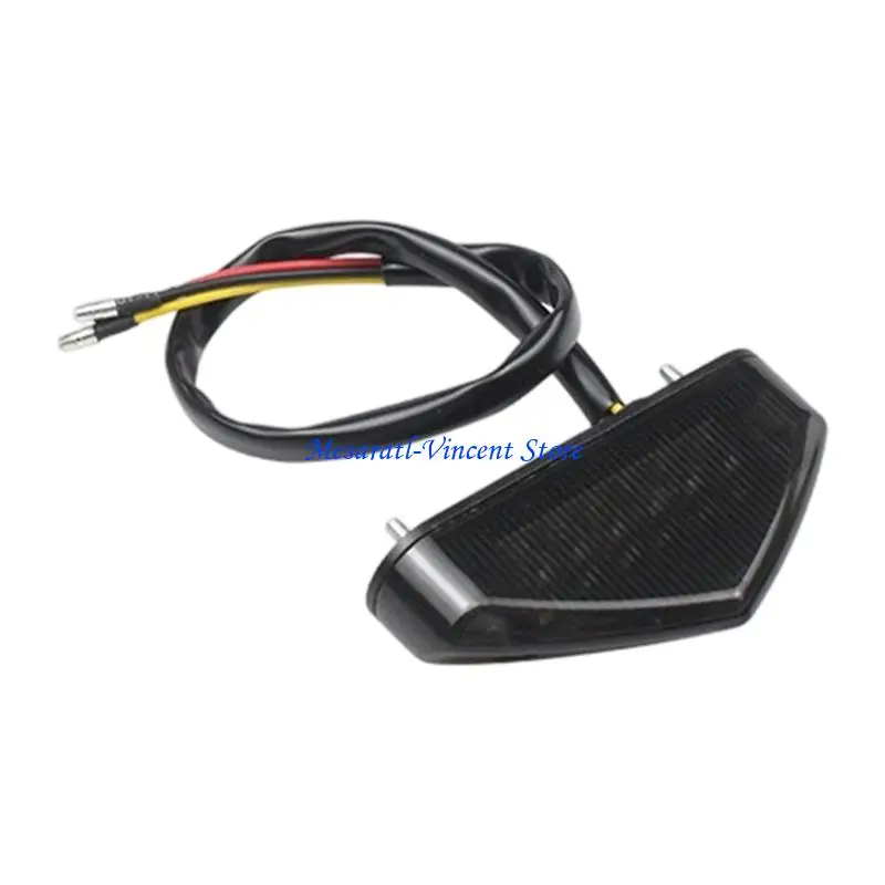 A70F Stylish Triangle Pattern Motorcycle Brake Light Available In Gray Red Clear Shells For Adventure Rides Enhanced Safety