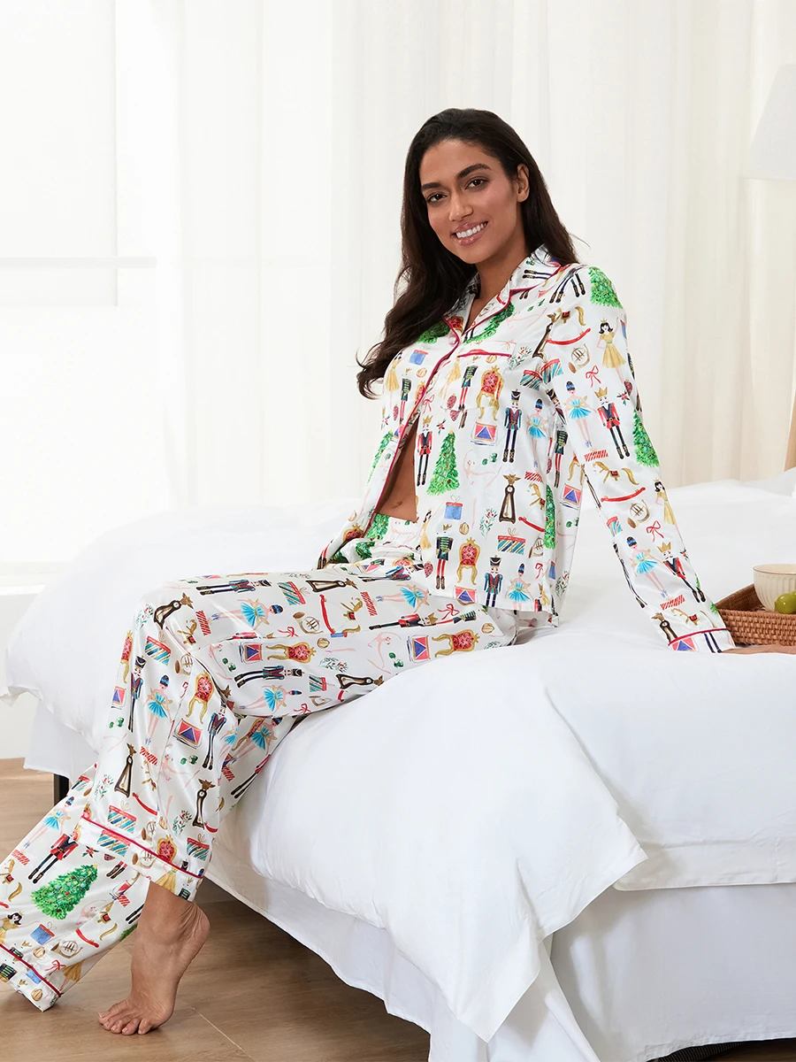 Matching Christmas Pajamas Set for Family Festive Tree Print Sleepwear for Mommy and Me Matching Tops and Pants for a Cozy