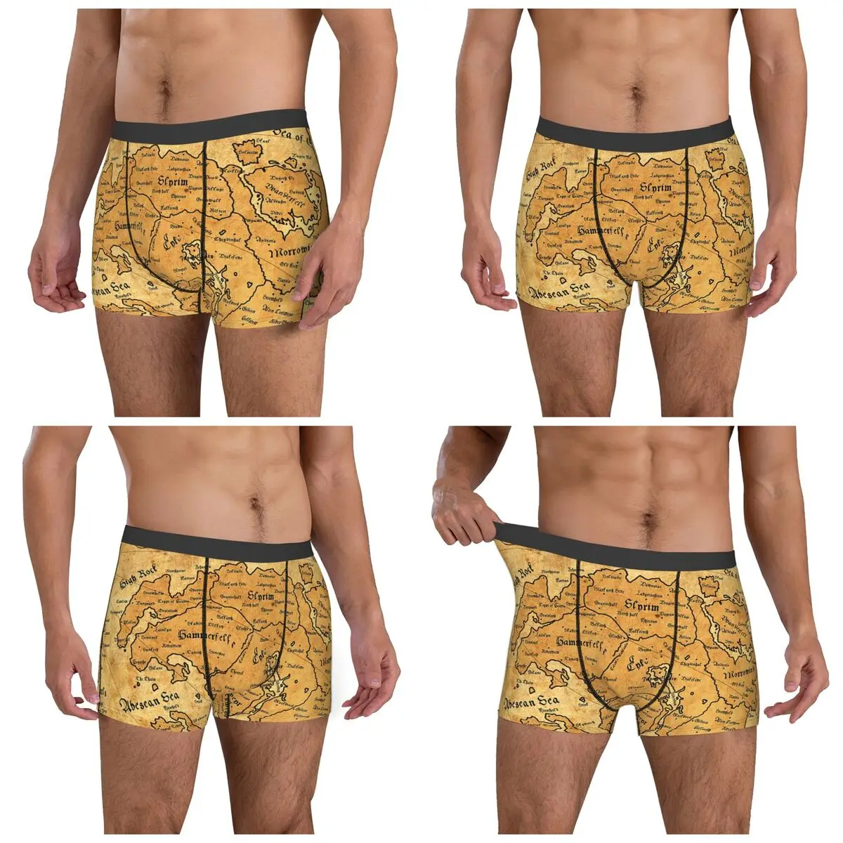 Cuecas boxer shorts o mapa de tamriel calcinha masculina respirável roupa interior para homme homem namorado presente
