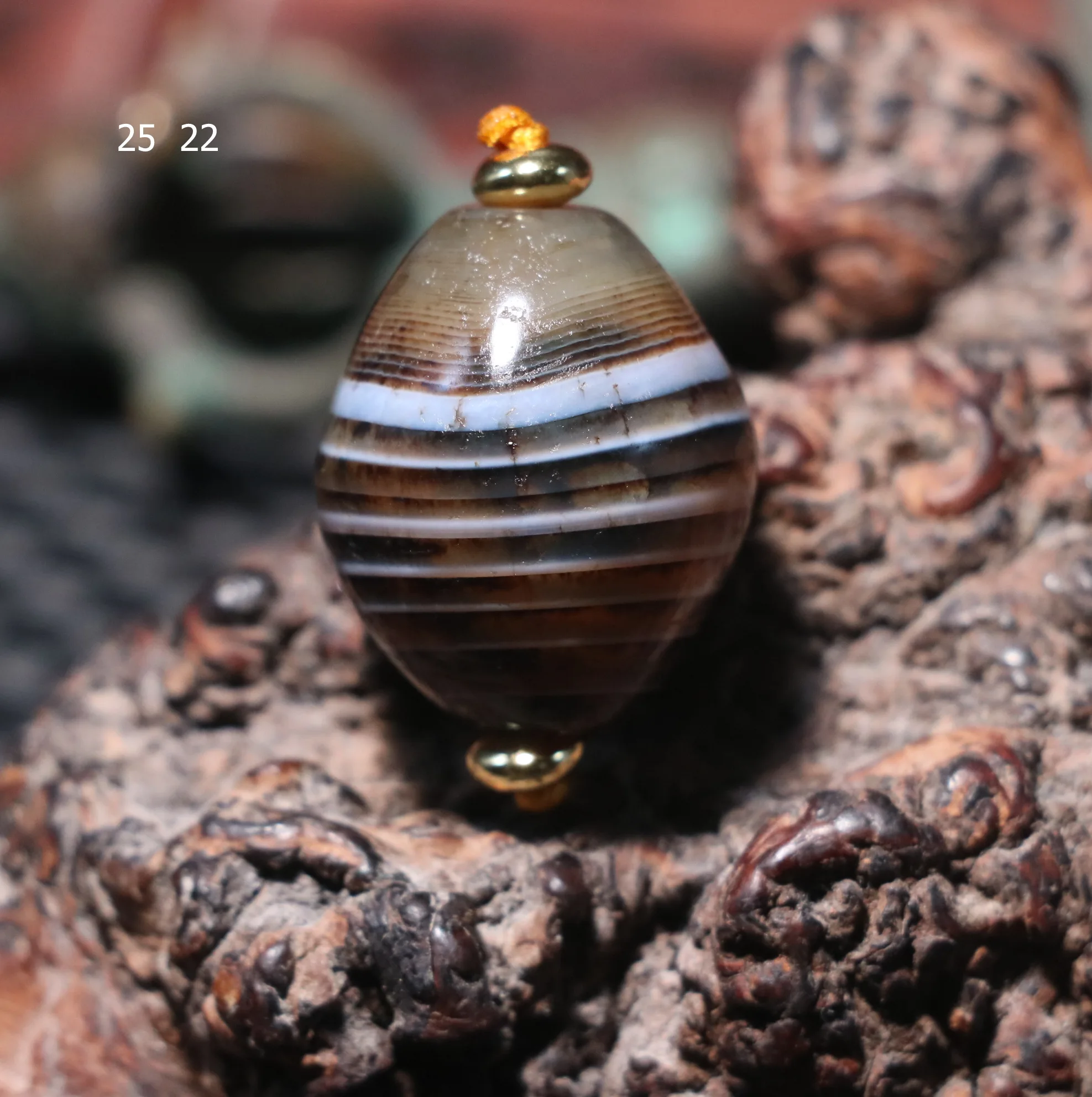 T8R29B2 Treasure Power Tibetan Old Agate TOTEM Rich Natural Silkworm Lines Daluo dZi Bead Amulet Timestown Jewelry