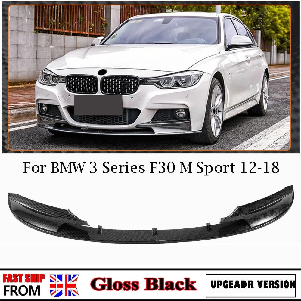 FOR BMW F30 F31 3 SERIES M STYLE FRONT LIP SPOILER SPLITTER GLOSS BLACK 12-2018