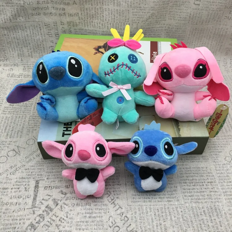 Disney Lilo and Stitch Plush Doll Toy Cartoon Bouquet Stitch Animal Stuffed Keychains Pendant Girl Kids Birthday Christmas Gifts