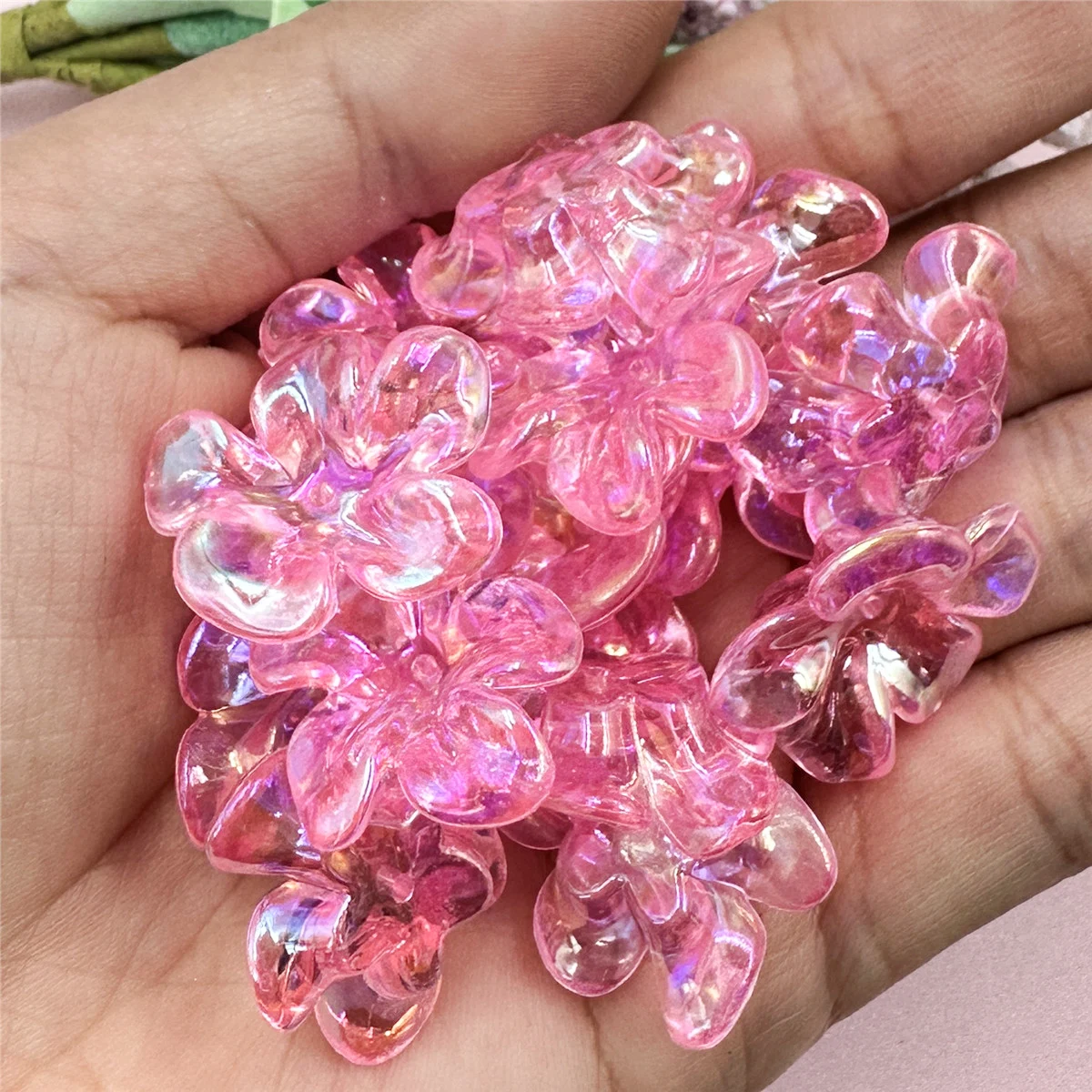 10pcs Irregular Big Flower Beads Acrylic Transparent Pendants Jewelry Marking DIY Handmade Material