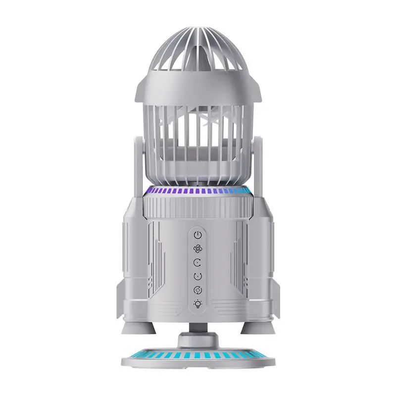 Fan Desktop USB Humidification Fan Rocket Shape with Light Tide Play Gift Ornament Summer Essential