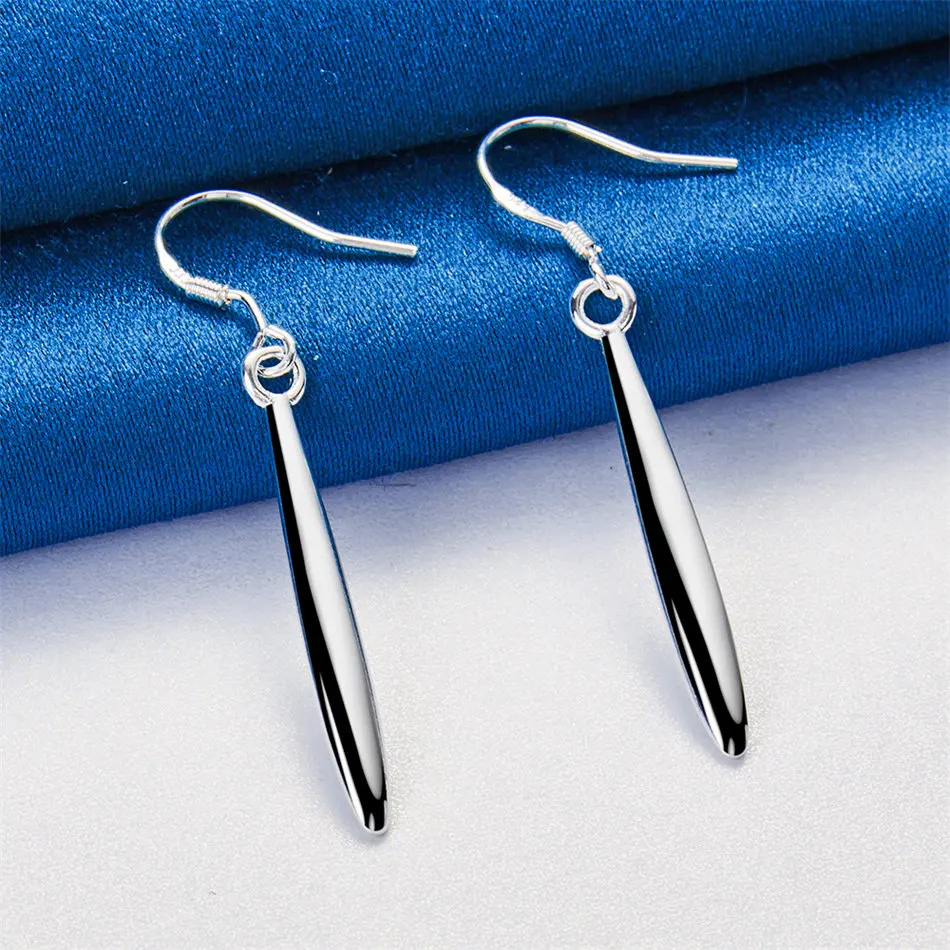 A pair of 925 sterling silver exquisite water droplet earrings, women's fashion jewelry accessories, wedding gifts