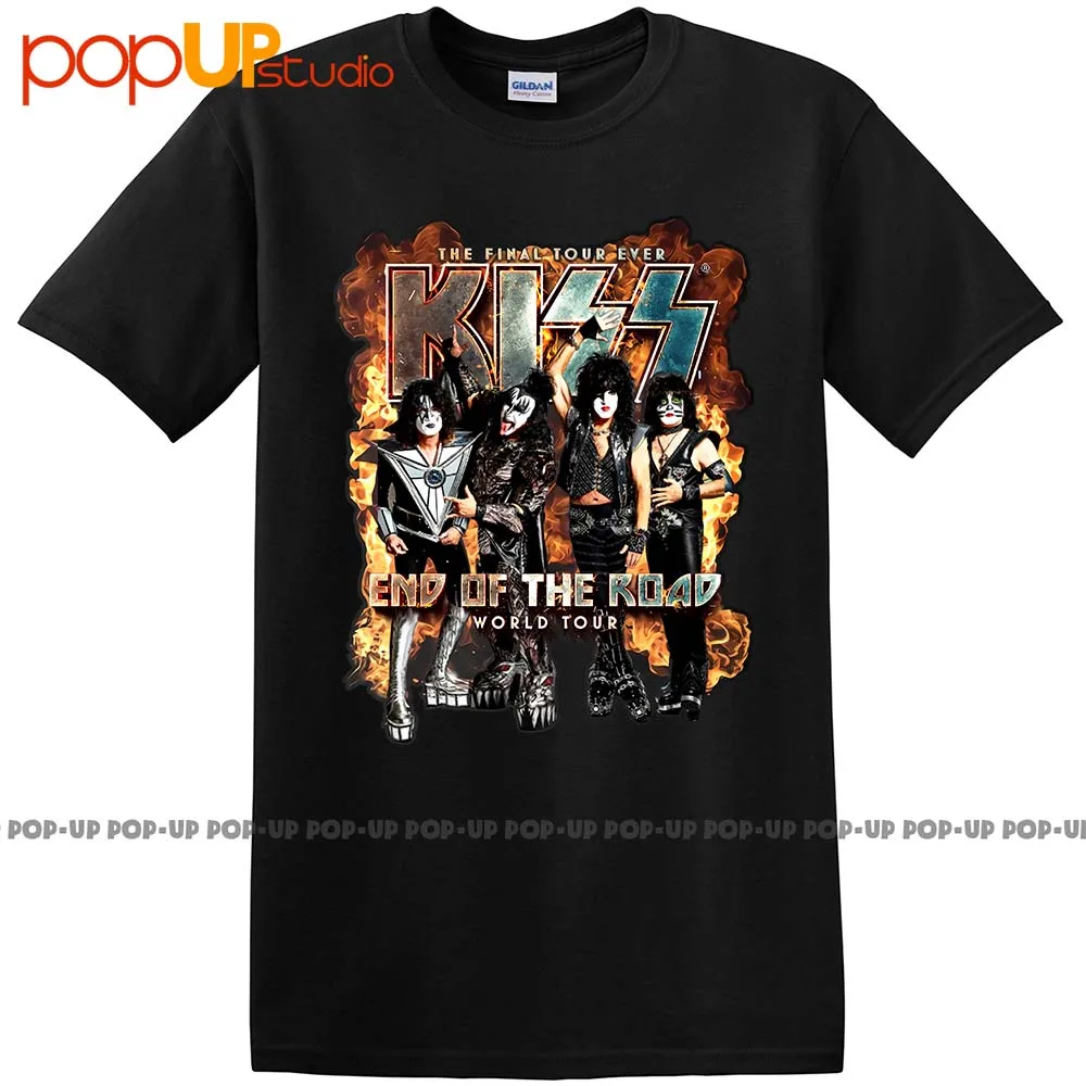 New Kiss Band 1977 World Tour Mens Black Vintage T Shirt