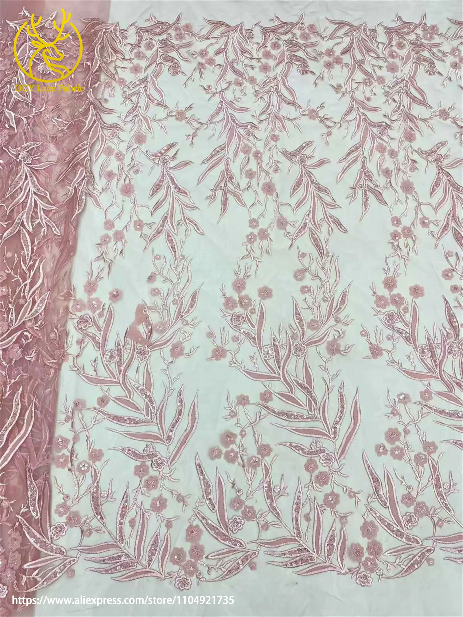 Mode Französisch Mesh Bräutigam Bestickte Spitze Stoff Hohe Qualität Afrikanische Nigerian Pailletten Spitze Stoff Damen Hochzeit Party Kleider – Detail 12