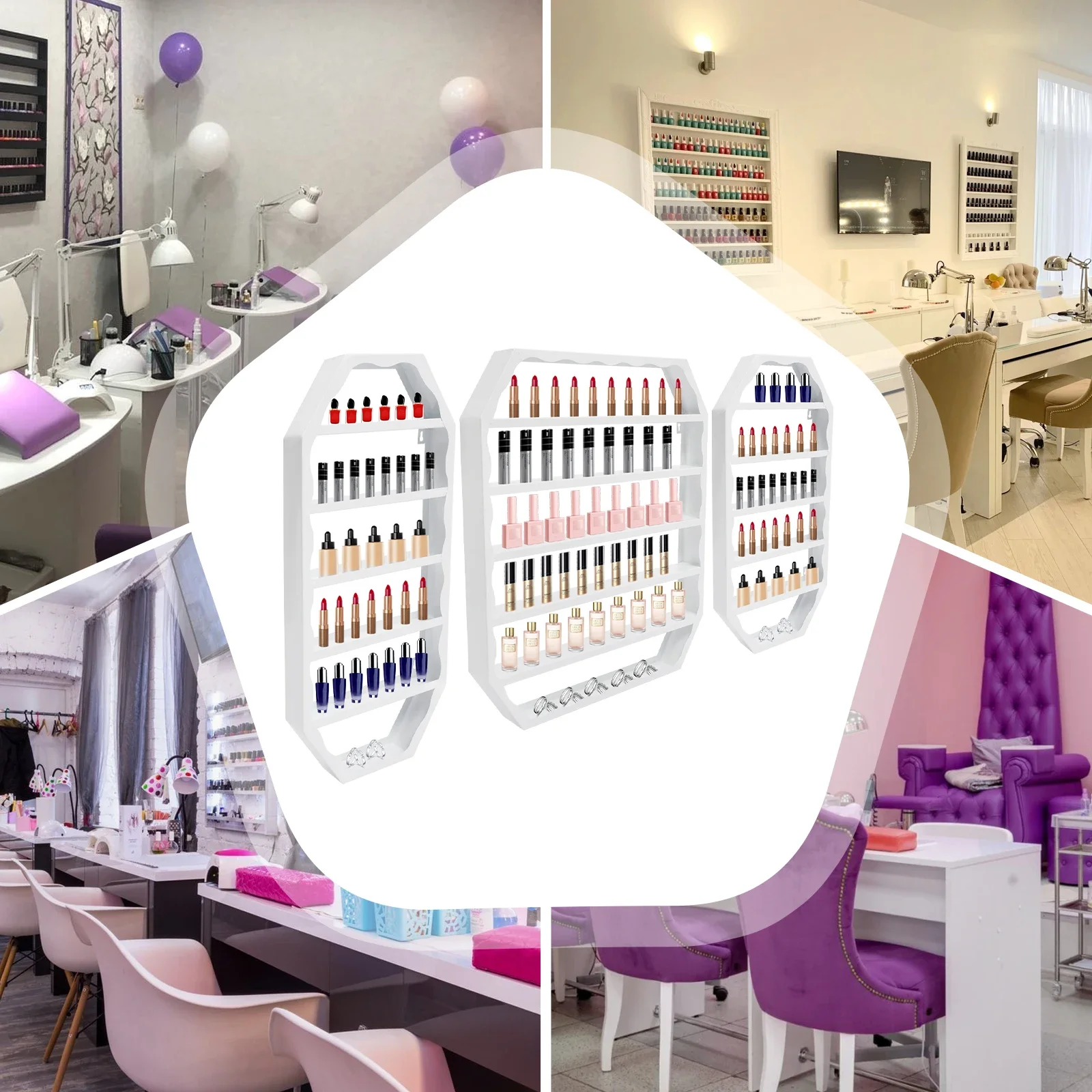 Wall-Mounted Nail Polish Rack, 3-Tier Display with Smooth Edges for Easy Access and Storage