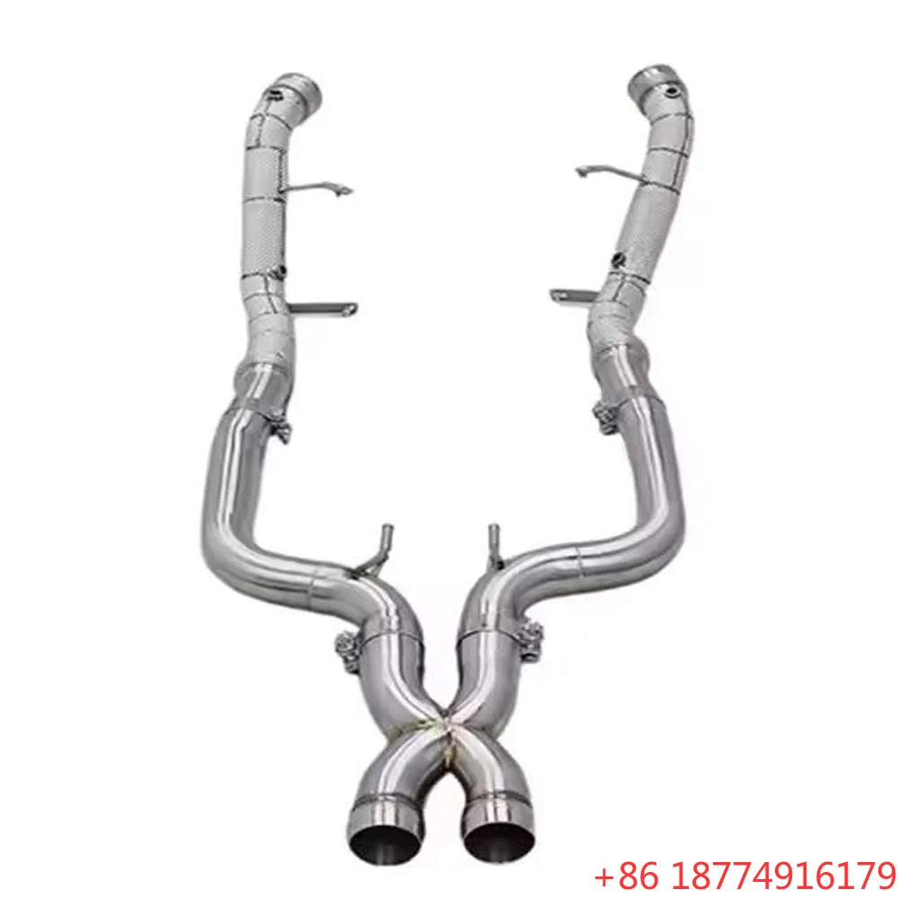 

OEM Free Flow Exhaust Downpipe for S65\S65L W222 V12 6.0 2014- X Pipe Strong Sound DownPipe With Heatshield
