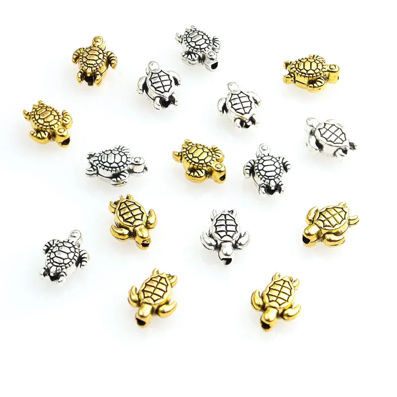 50pcs Mixed Turtle Alloy Spacer Beads Charms Gold Silver Color Small Hole Loose Beads For DIY Jewelry Bracelet Accessories Gifts