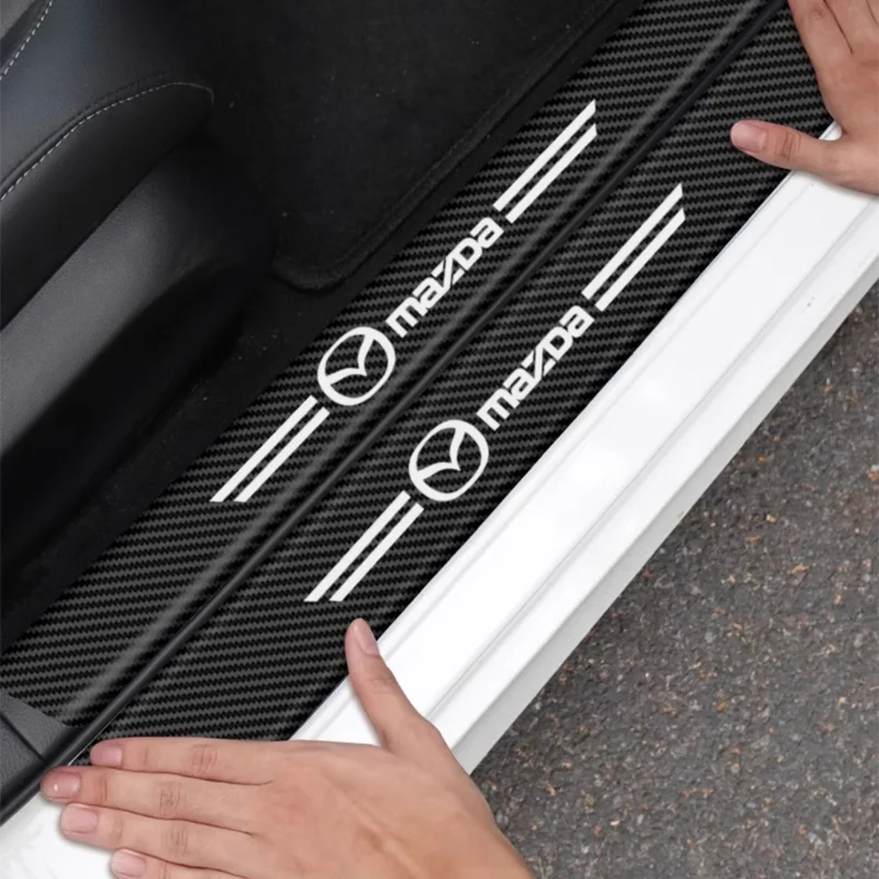 

Mazda Car Door Sill Protection Strip Imitation Carbon Fiber Stickers Auto Accessories for 3 6 BL BM GJ CX3 CX-5 CX5 Axela Atenza