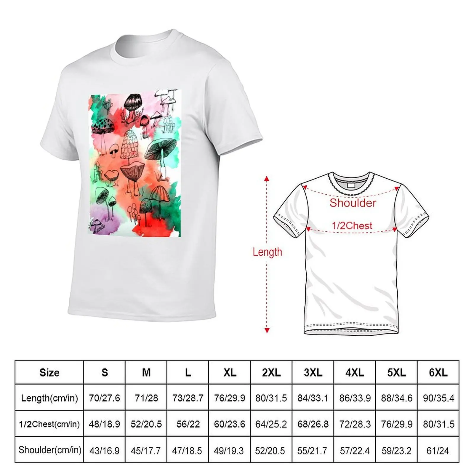 Watercolour Toadstools and mushrooms T-Shirt designer shirts summer tops T-shirts for men cotton