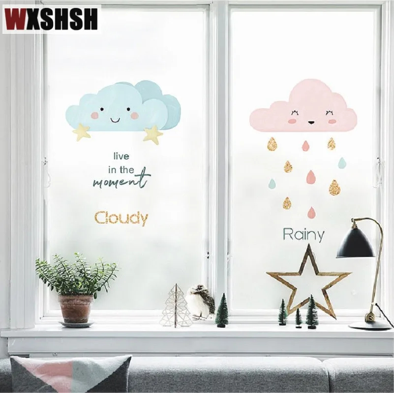 Window sticker privacy Multi-Size Static Window Covering Cloud Cute Water-Proof Tint For Children's Room Living Room