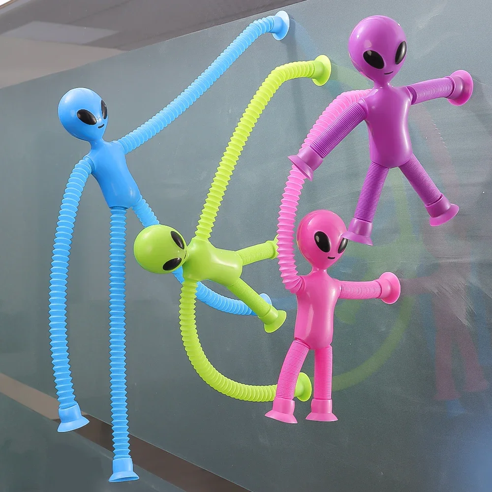 Suction Cup Telescopic Tube Alien Toys Variable Decompression Kids Early Education Puzzle Toys Fun DIY Interactive Game Props