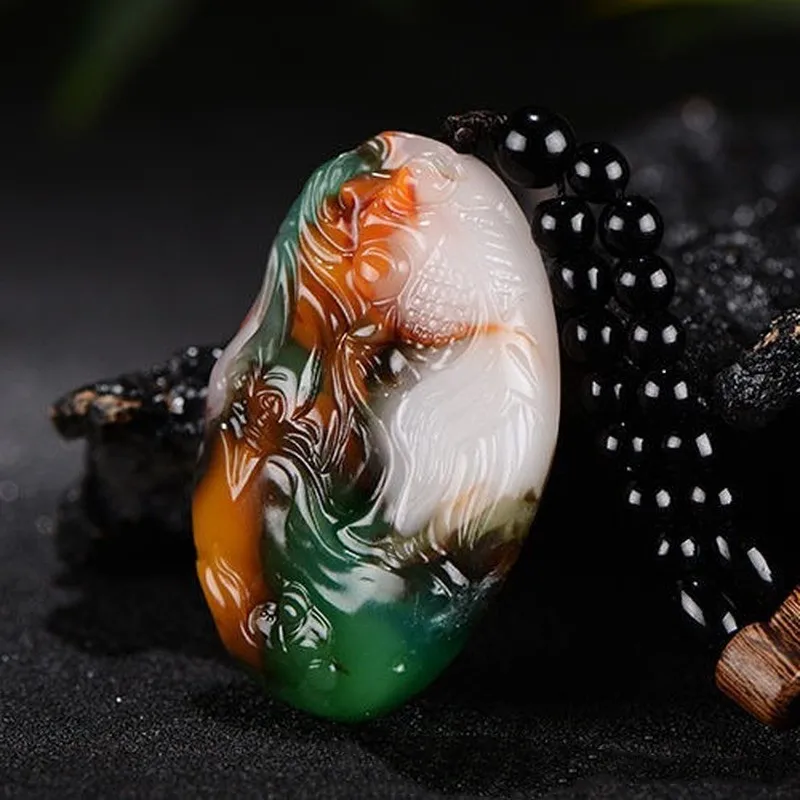 Xinjiang Hetian Jade Jade Carved Carp Original Stone Handpiece Pendant Men Have More Than One Pendant for Years