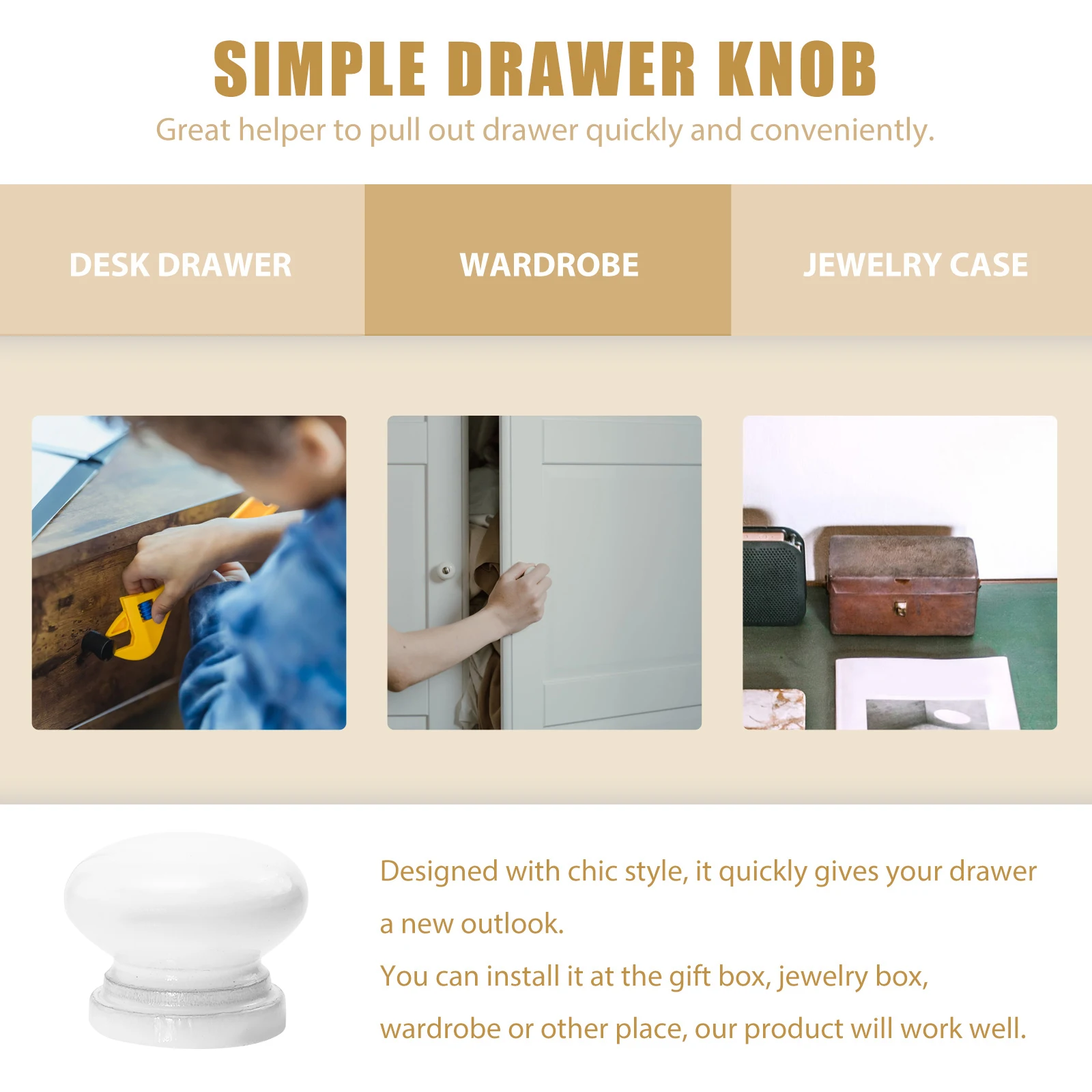 20Pcs High Quality Wooden Drawer Knobs Smooth Burr Free Pull Handles for Cabinet Wardrobe Furniture Renovation