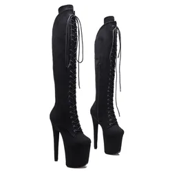 Auman Ale-Botas de ante de punta redonda para mujer, zapatos de tacón alto, exóticos, sexys, para fiesta, Pole Dance, novedad, 20CM/8 pulgadas, 012