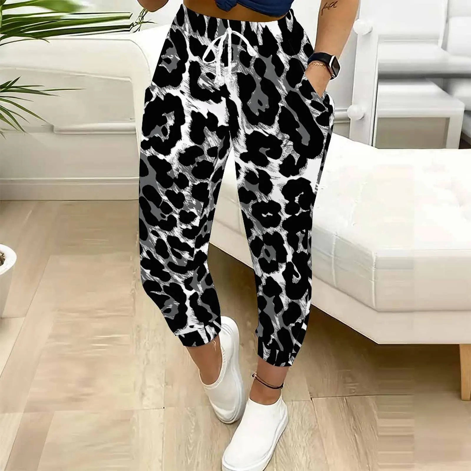Women's Casual  Gradient Leopard Print Drawstring Pocket Pants Classic Women's Casual Jogger Pants Everyday Casual Wear