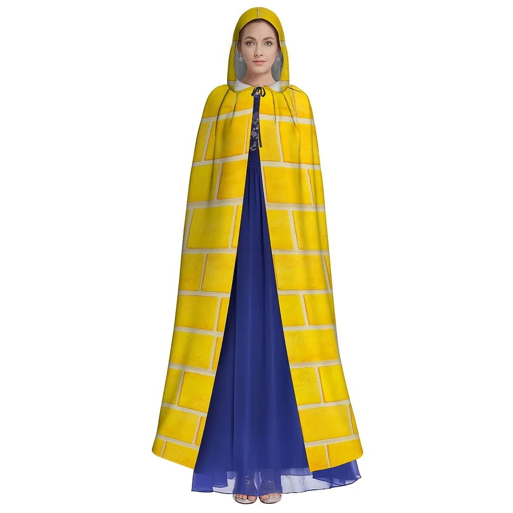 Wearable Yellow Brick Wall Wizard of Blanket Cloak Retro Costume for Cosplay Masquerade Themed Parties Hand Wash
