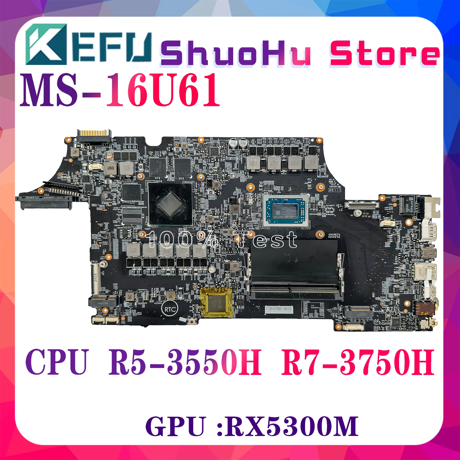 KEFU MS-16U61 Laptop Motherboard For MSI Alpha 15 A3DDK-004US MS-16U6 Mainboard CPU R5-3550H R7-3750H RX5500M/V4G RX5300M/V3G