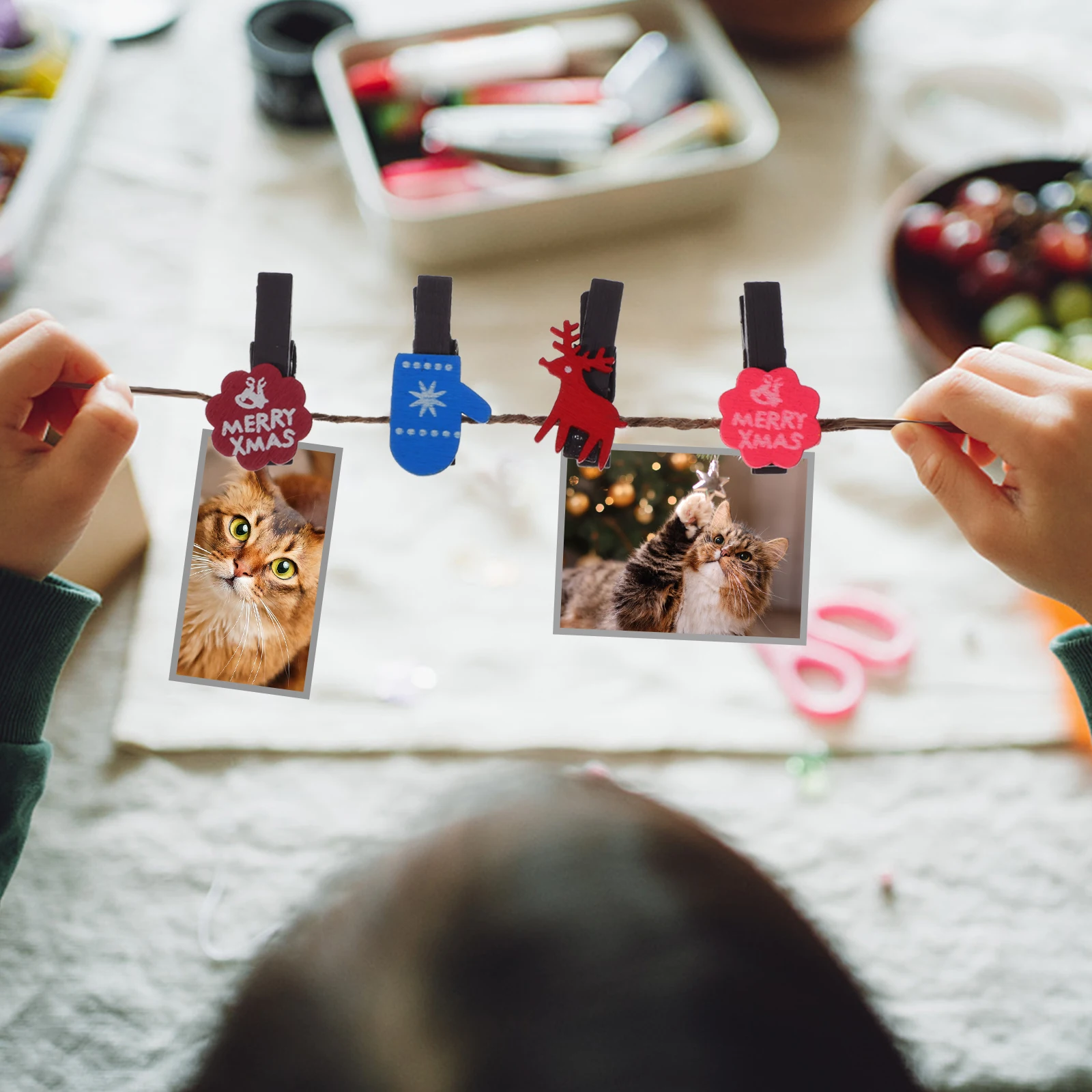 

Festival Photo Wooden Clips Holiday Gift Set Birch Multi function Picture Clamps Decorative Reusable Birthday Party Christmas