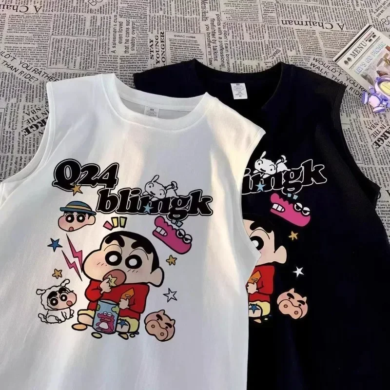 Anime Crayon Shin-chan Lovely Cartoon Short Sleeves T-shirt Summer Jacket Versatile Cute Short Sleeved T Shirt Leisure Time Top