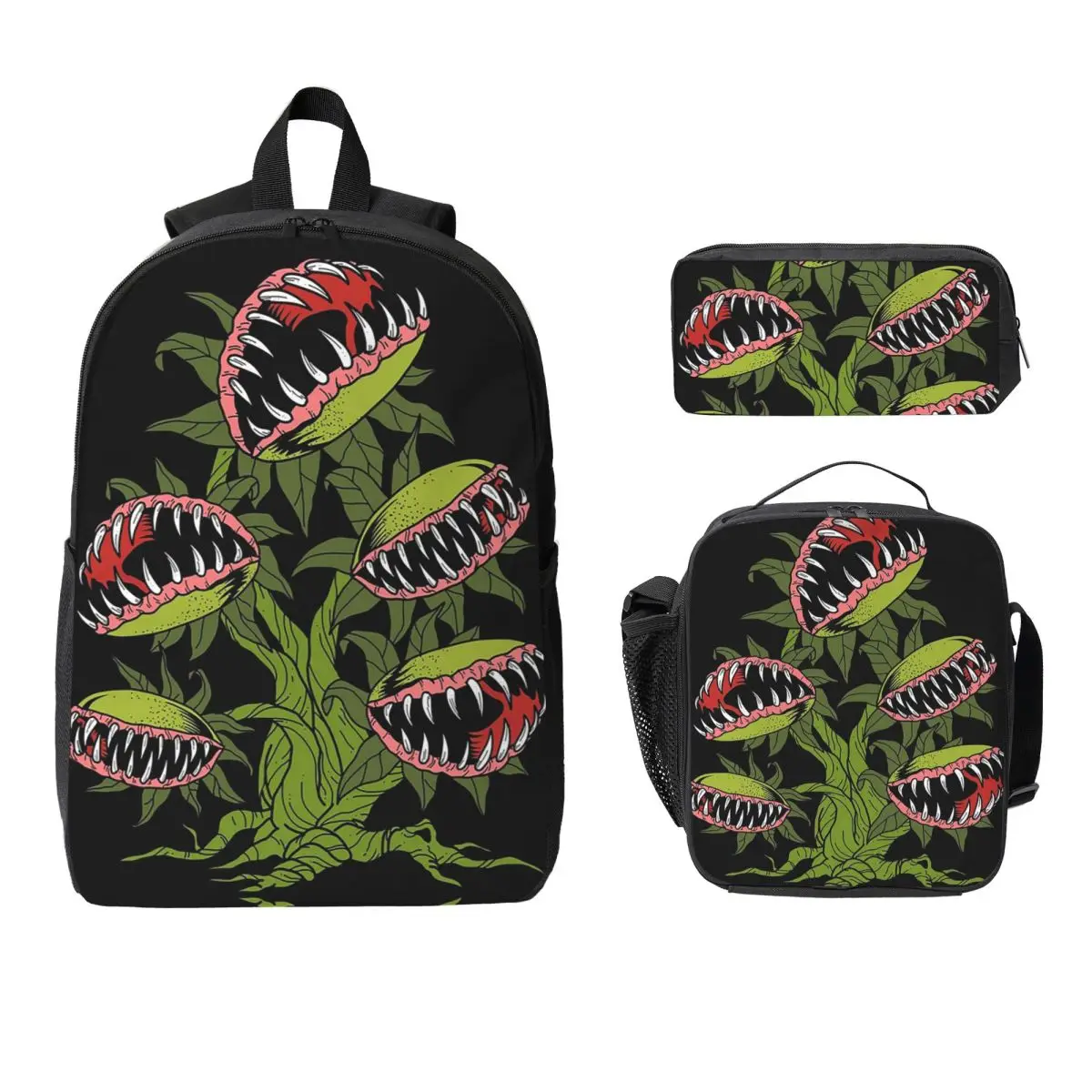 Carnivorous Plant Gifts Monster Venus Fly Trap Backpack Student Boy Girls BookBag School Bag 3ps Insulated Lunch Bag Pencil Case