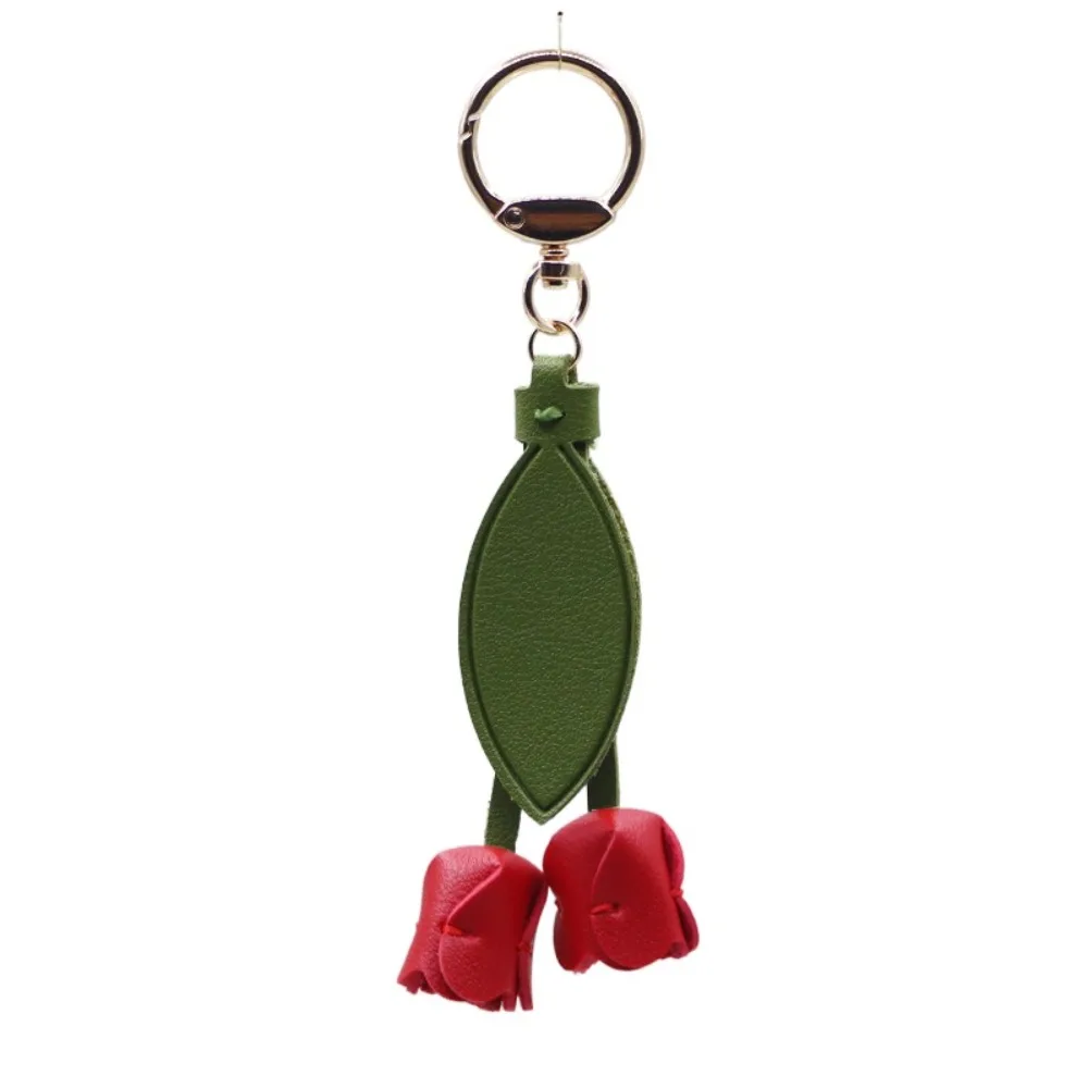 Zoete Tulp Tas Hanger PU Leer Dopamine Verse Rugzak Decoratie Tas Match Accessoires Koreaanse Stijl Autosleutelhangers Meisje