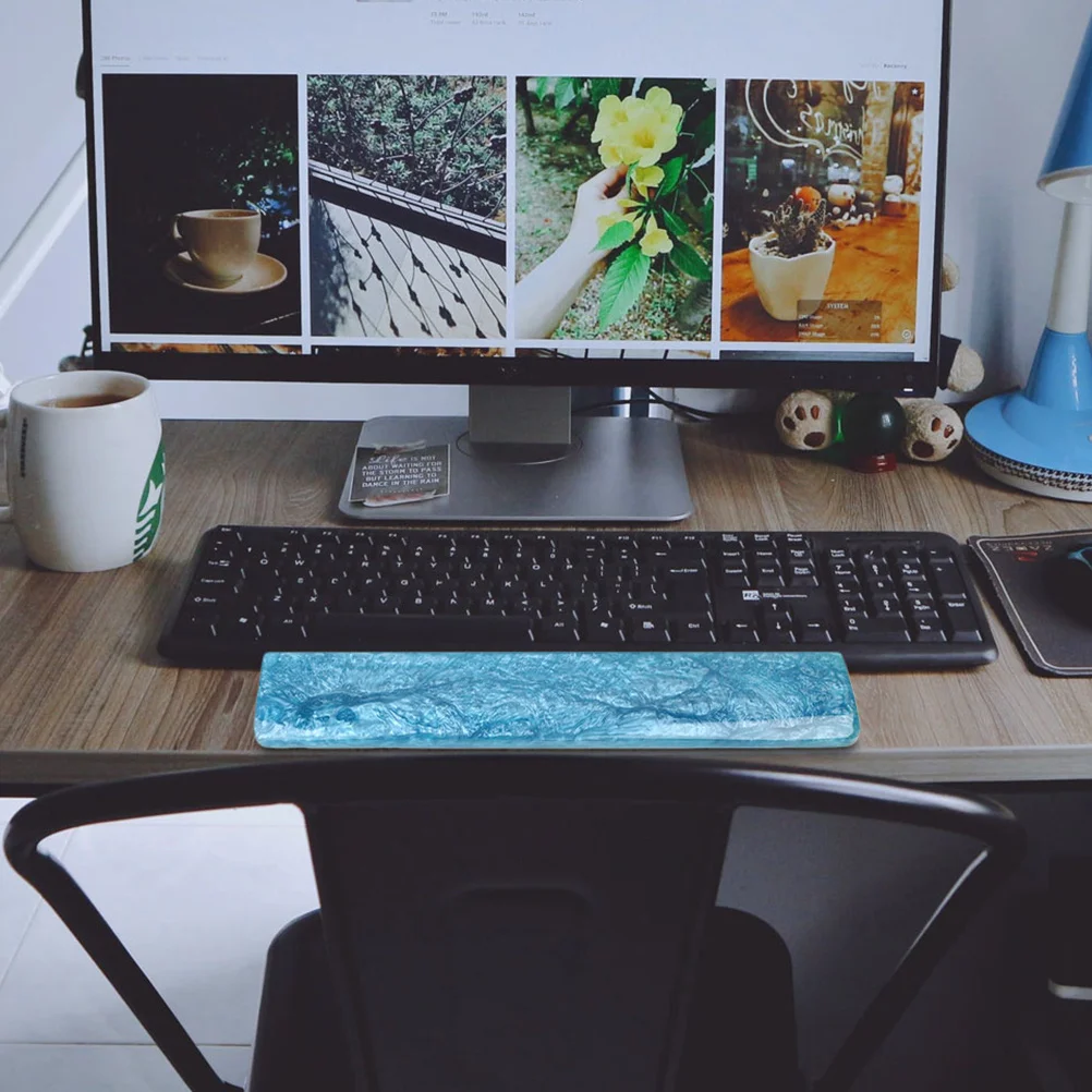 

Blue Resin Wrist Rest Pad Ergonomic Support For Keyboard Mouse Cushion Gaming Laptop Desktop Birthday Gift