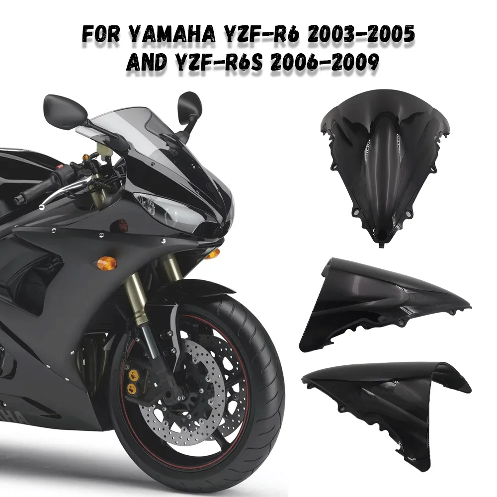 For YAMAHA YZF-R6 2003 2004 2005 R6S 06-09 Front Wind Shield Deflectors ABS Windshield Windscreen R6 YZF-R6S 2006 2007 2008 2009