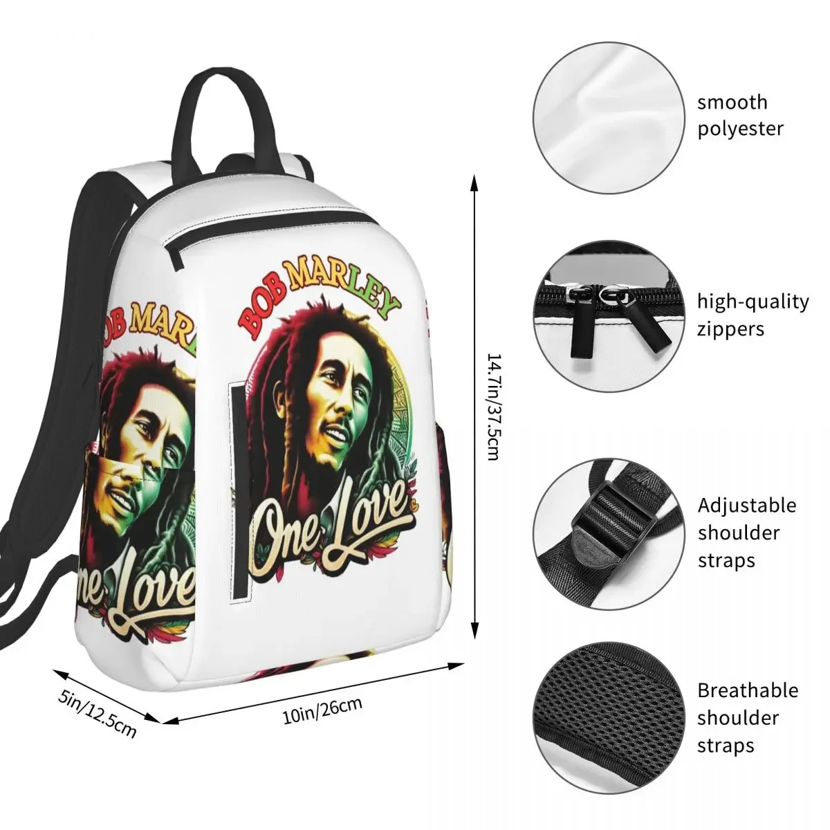 Jamaica Reggae Rock Bob Marley Backpack Student BookBag Children School Bag Computer Shoulder Bags Men Women