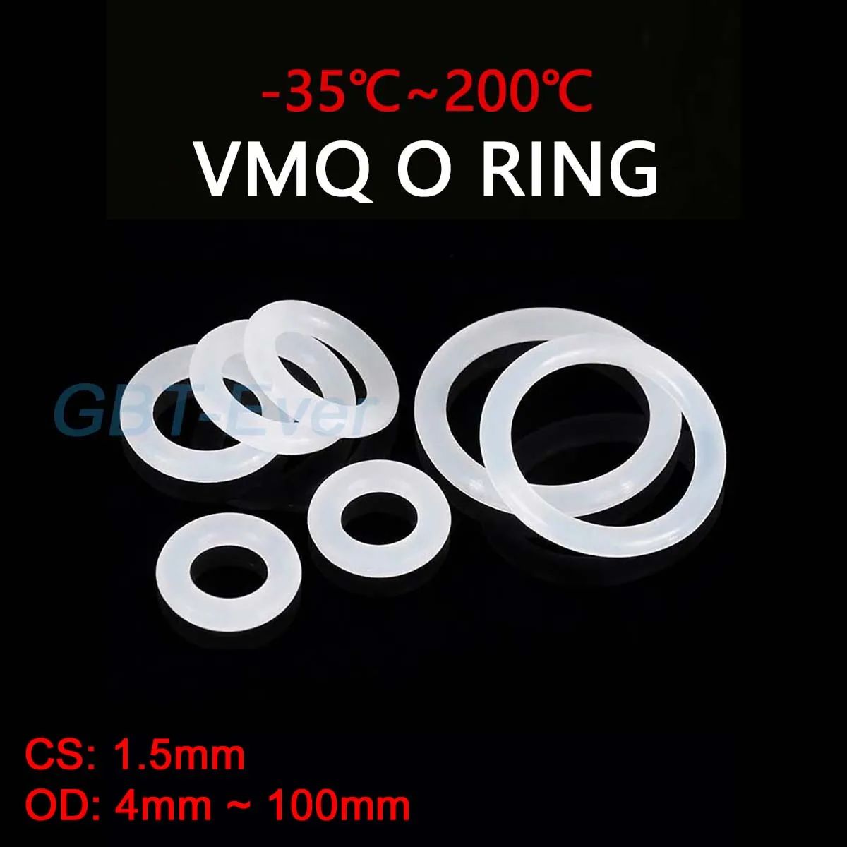 

VMQ White Silicone O-Ring Gasket CS 1.5mm OD 4mm ~ 100mm Silicon O Ring Washer Food Grade Sealing Ring Waterproof & Insulated