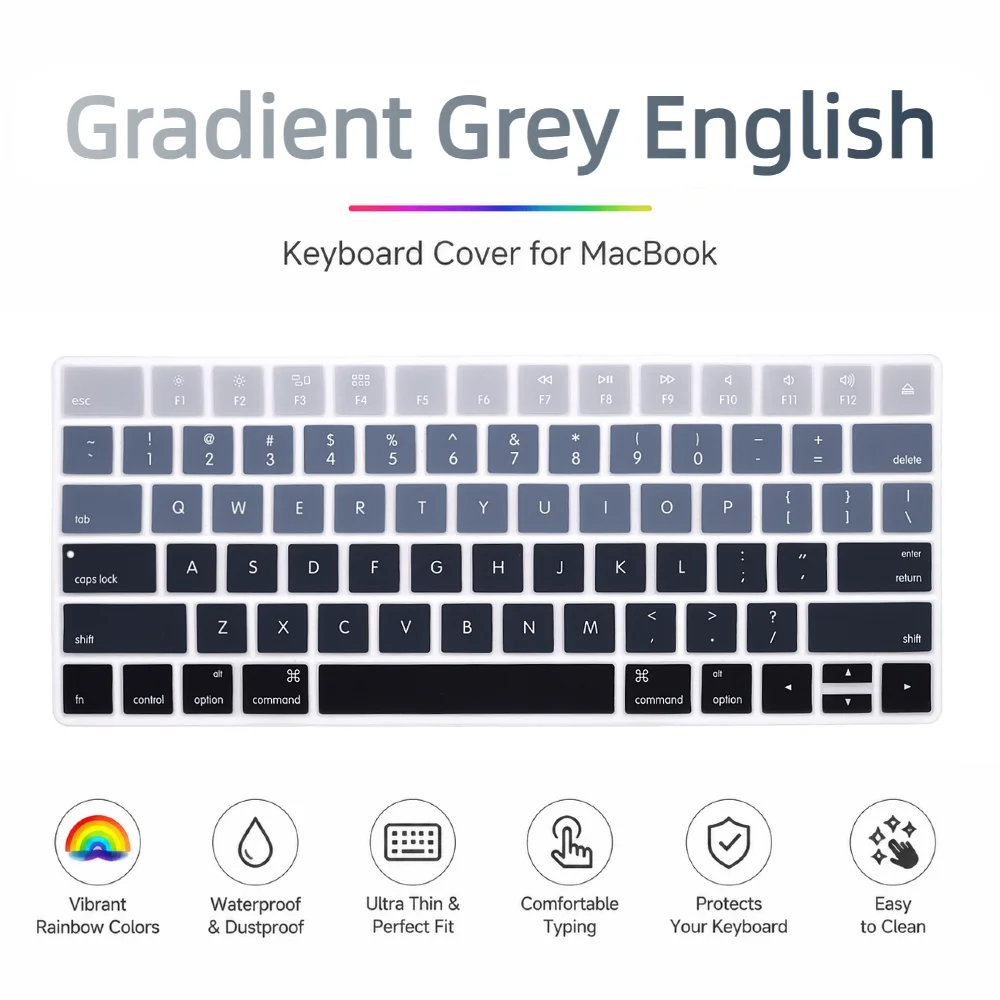 Gradient Grey Silicone Keyboard Cover Skin US Version for iMac Magic Wireless Bluetooth Keyboard MLA22LL/A A1644 2015 Released