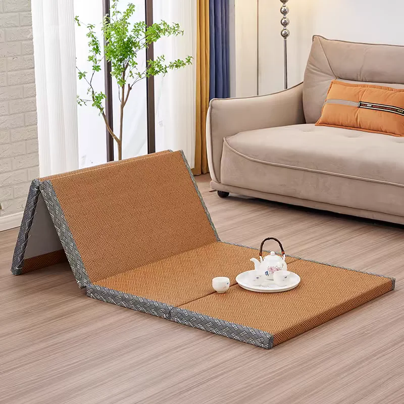 Colchón Tatami plegable japonés, esterilla de suelo con superficie de ratán Artificial y núcleo de fibra de coco, futón, Yoga, meditación